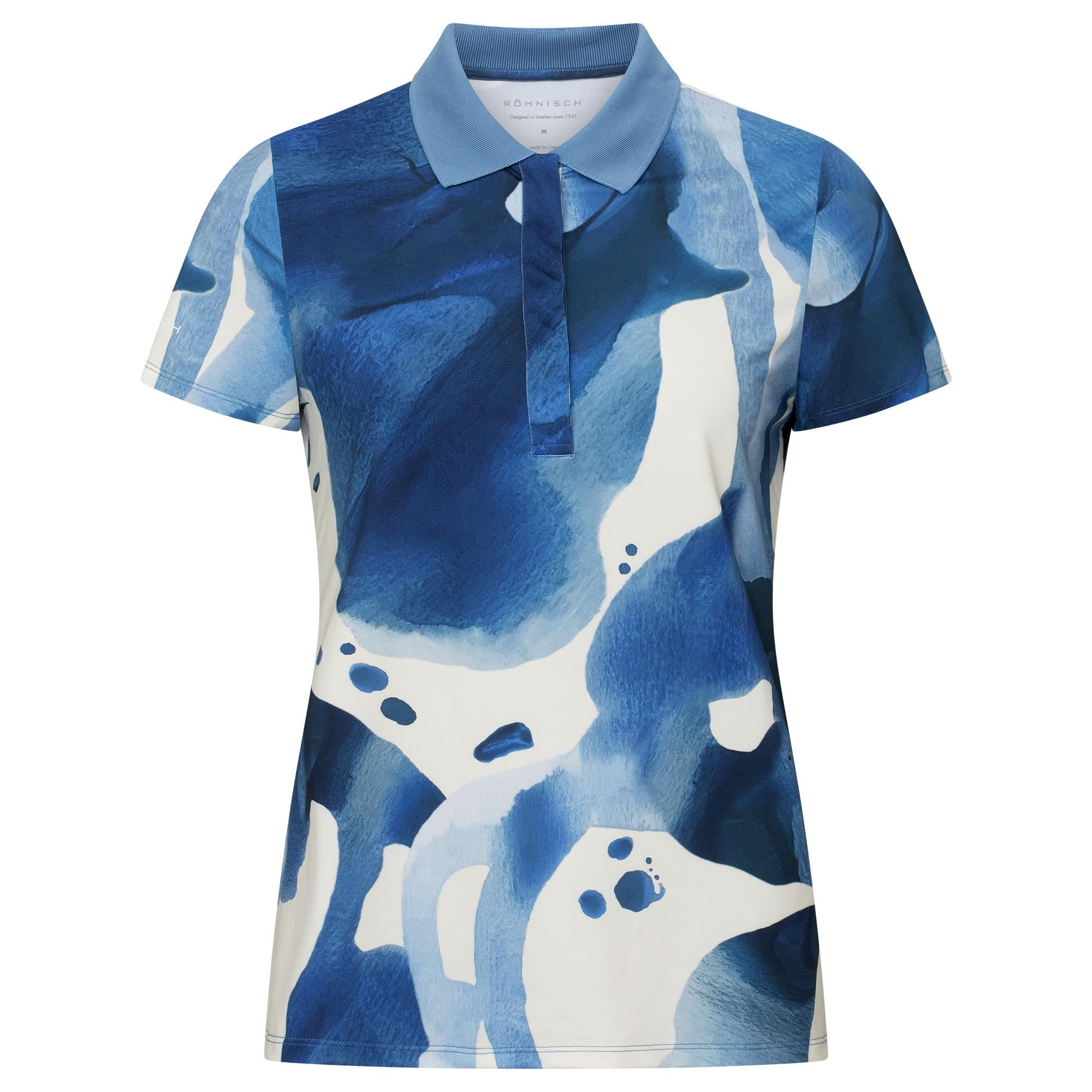 Rohnisch Deni Ladies Golf Polo Shirt Blue Aquarelle